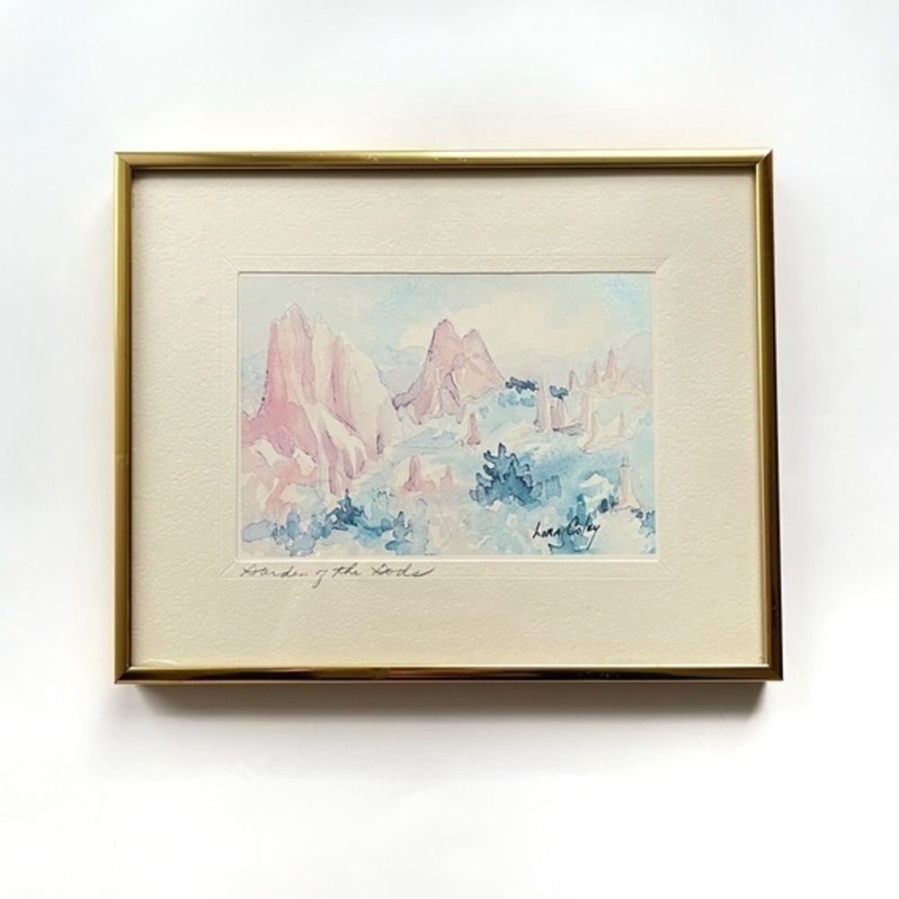Lora Coley ‘Garden of the Gods’ Signed Watercolor Artwork Small 8x10 Framed